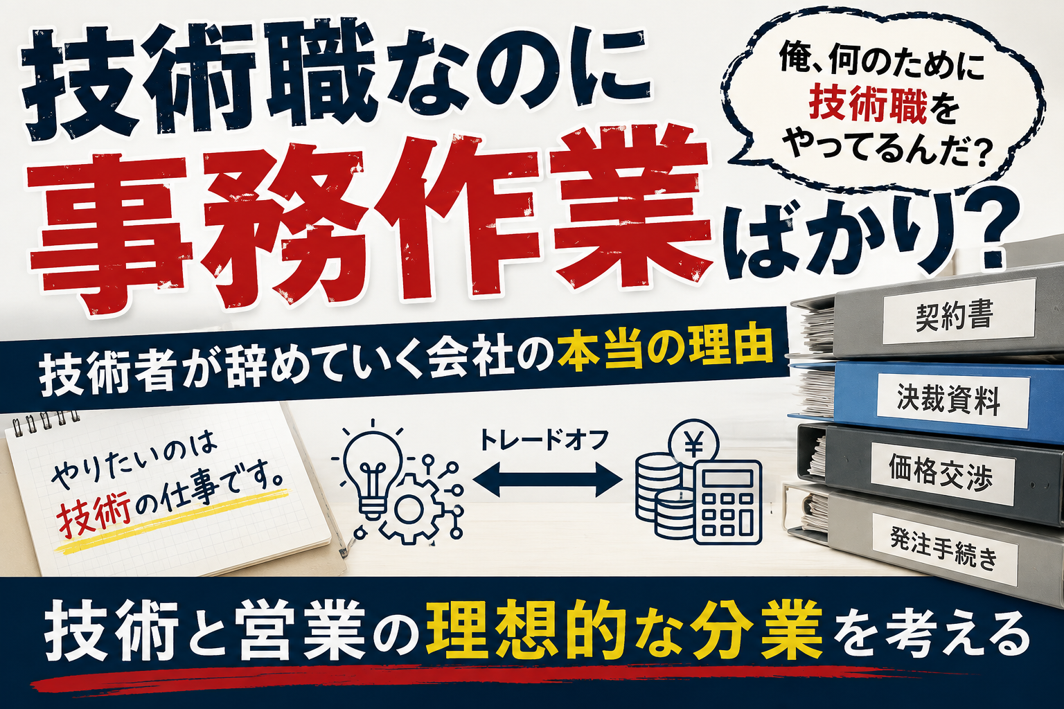 技術職なのに事務作業ばかり？